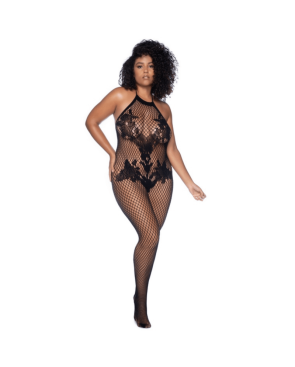 Combinaison grande taille en résille noire 