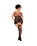 Combinaison intégrale grande taille en résille noire à motif serpent - Mapalé Combinaison intégrale grande taille en résille noire à motif serpent - Mapalé