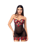 Babydoll sexy à armatures Mapalé broderie roses et string 