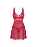 Cupide Desir babydoll et String - Rouge