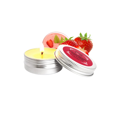 Mini Bougie de massage mousse de fraise 30ml 100% naturelle 