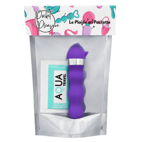Mini Vibromasseur violet ondulés Pocket Pleasure  1 dosette de lubrifiant
