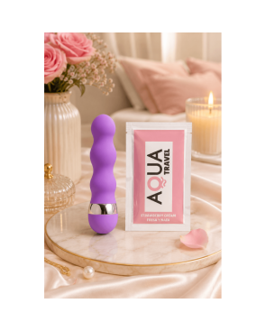 Mini Vibromasseur violet ondulés Pocket Pleasure  1 dosette de lubrifiant