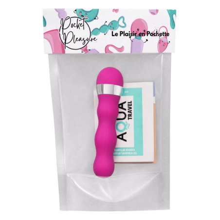 Mini Vibromasseur rose ondulés Pocket Pleasure  1 dosette de lubrifiant