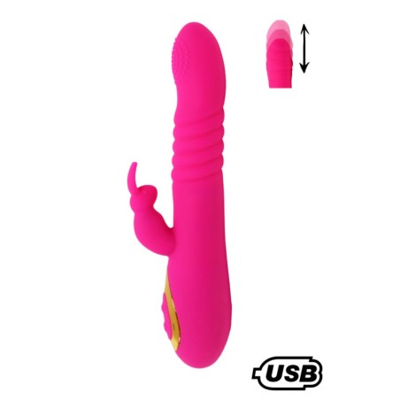 TWIST 2 Rose, Vibromasseur Rabbit va-et-vient USB en silicone médical, doté de 18 modes de stimulation 
