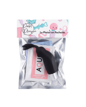 Mini Stimulateur Clitoridien Lapin Noir  1 dosette lubrifiant — Pocket Pleasure