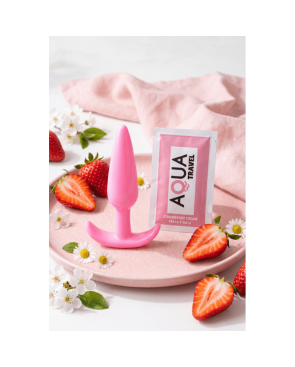 Plug anal rose souple base évasée Pocket Pleasure  1 dosette lubrifiant