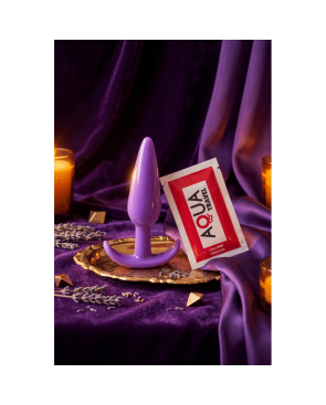Plug anal violet souple base évasée Pocket Pleasure  1 dosette de lubrifiant