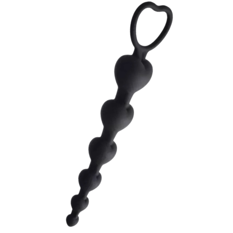 Chapelet Anal Cœur Silicone Noir  1 dosette de lubrifiant — Pocket Pleasure