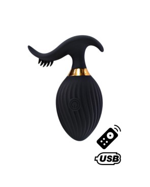WAVE , Un Œuf vibrant noir USB avec stimulation clitoridienne, doté d'une télécommande