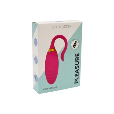 PLEASURE, Un Œuf vibrant USB avec télécommande, dans un silicone médical doux et rainuré 