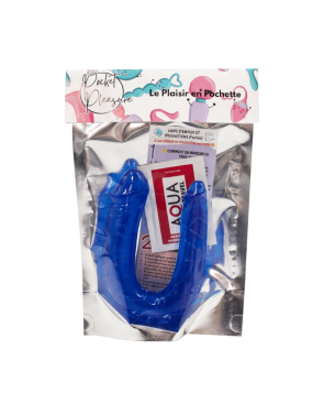 Double Dong Flexible Bleu Pocket Pleasure  1 dosette de lubrifiant
