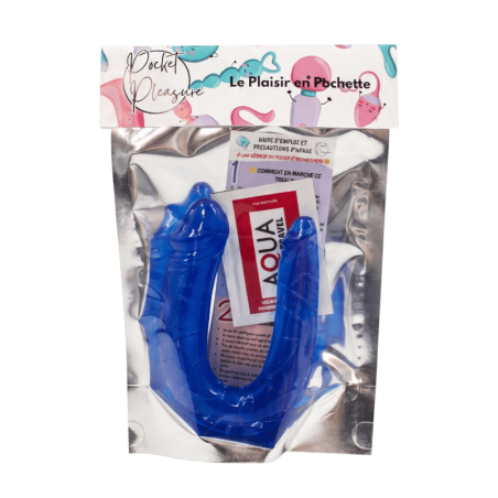 Double Dong Flexible Bleu Pocket Pleasure  1 dosette de lubrifiant