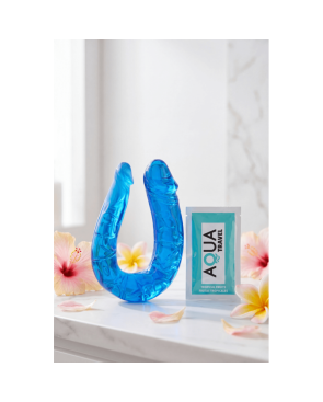 Double Dong Flexible Bleu Pocket Pleasure  1 dosette de lubrifiant