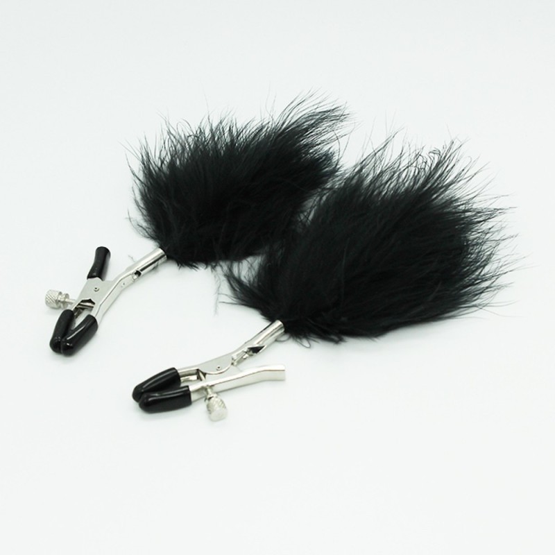 Pinces à seins avec plumes noires Pinces à seins avec plumes noires