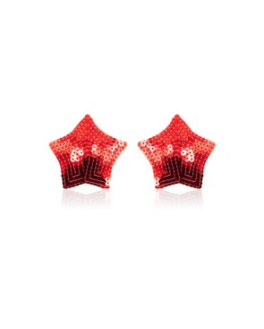Paire de cache tétons adhésifs étoile pailletée sequin rouge