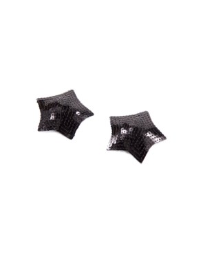 Paire de cache tétons adhésifs étoile pailletée sequin noir