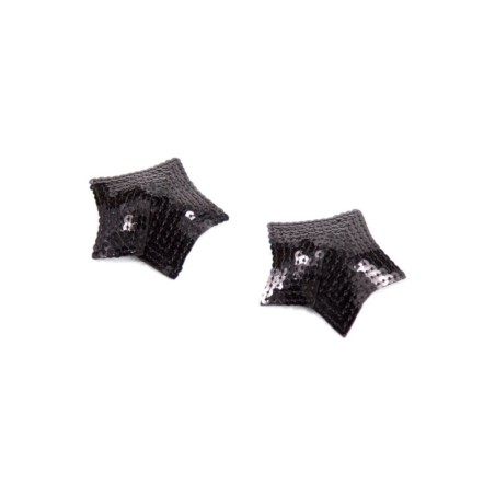 Paire de cache tétons adhésifs étoile pailletée sequin noir