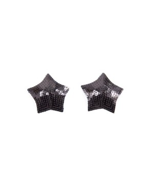 Paire de cache tétons adhésifs étoile pailletée sequin noir 
