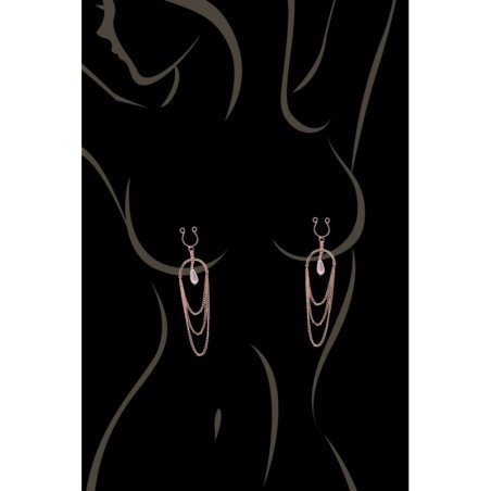 Bijoux de seins avec 3 chainettes doré rose et une perle