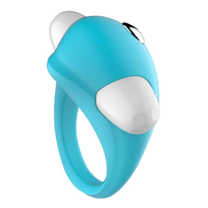Cockring Vibrant Dauphin Bleu  1 dosette de lubrifiant — Pocket Pleasure
