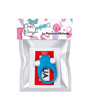 Cockring Vibrant Dauphin Bleu  1 dosette de lubrifiant — Pocket Pleasure