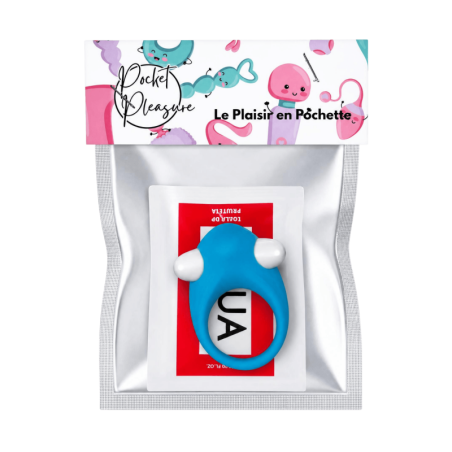Cockring Vibrant Dauphin Bleu  1 dosette de lubrifiant — Pocket Pleasure
