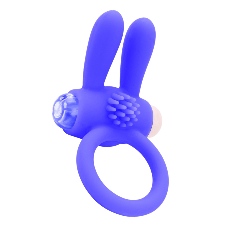 Anneau Vibrant Rabbit Bleu Silicone  1 dosette de lubrifiant — Pocket Pleasure