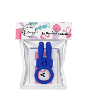 Anneau Vibrant Rabbit Bleu Silicone  1 dosette de lubrifiant — Pocket Pleasure