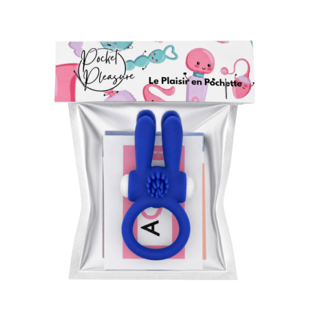 Anneau Vibrant Rabbit Bleu Silicone  1 dosette de lubrifiant — Pocket Pleasure