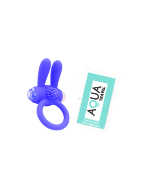 Anneau Vibrant Rabbit Bleu Silicone  1 dosette de lubrifiant — Pocket Pleasure