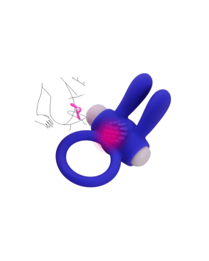 Anneau Vibrant Rabbit Bleu Silicone  1 dosette de lubrifiant — Pocket Pleasure
