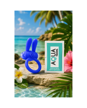 Anneau Vibrant Rabbit Bleu Silicone  1 dosette de lubrifiant — Pocket Pleasure
