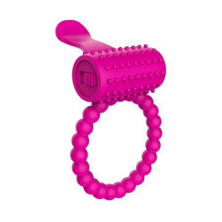 Anneau rose vibrant silicone avec langue picot Pocket Pleasure  1 dosette de lubrifiant