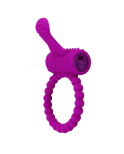 Anneau violet vibrant silicone avec langue picot Pocket Pleasure  1 dosette de lubrifiant