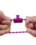 Anneau violet vibrant silicone avec langue picot Pocket Pleasure  1 dosette de lubrifiant