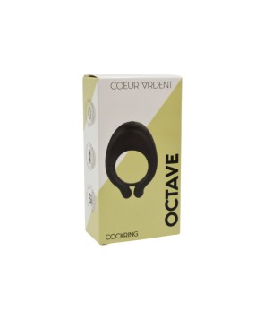 OCTAVE, Cockring Noir dans un silicone médical doux avec 1 mode de vibration 