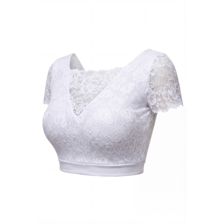Top sexy court blanc bi matière réversible