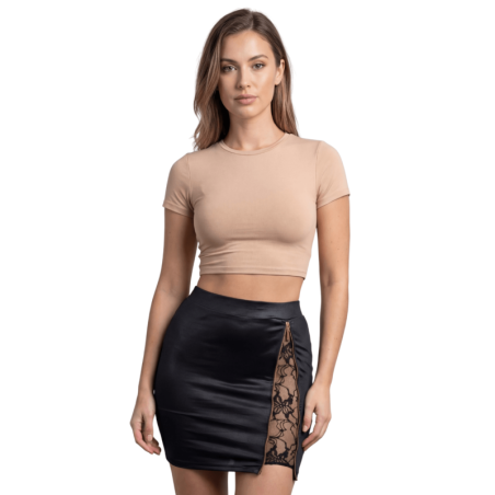 Jupe courte noire Kyra avec zip fonctionnel sur le côté