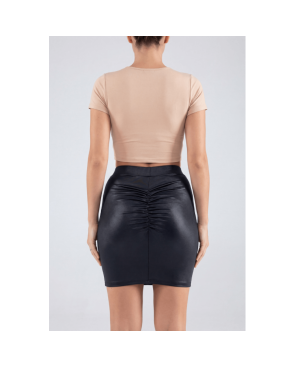 Jupe courte noire Kyra avec zip fonctionnel sur le côté