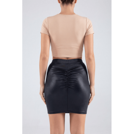 Jupe courte noire Kyra avec zip fonctionnel sur le côté