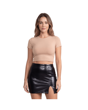 Jupe sexy courte noire wetlook Alessia