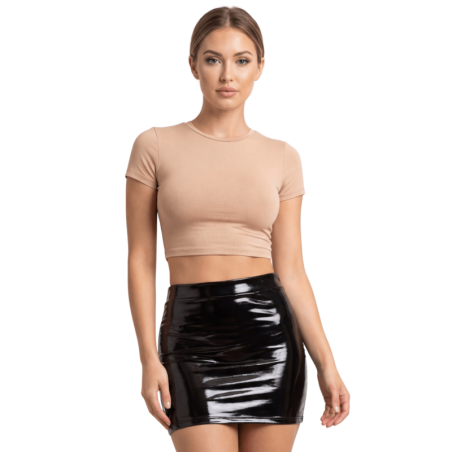 Jupe noire en simili cuir avec zip Lara