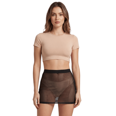 Jupe noire en résille transparente Maya