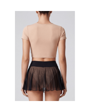 Mini jupe noire en résille transparente Stella