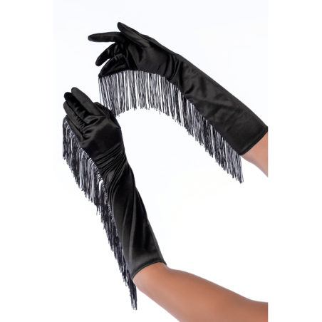 Une paire de gants noirs avec franges - Mapalé