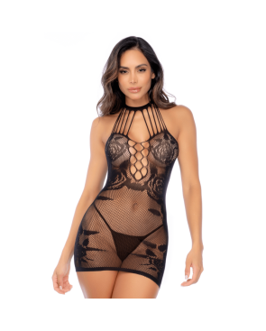 Robe en résille noire florale - Mapalé