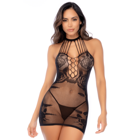 Robe en résille noire florale - Mapalé