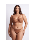 String taupe en dentelle avec bijou cœur doré