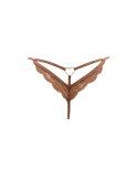 String taupe en dentelle avec bijou cœur doré
